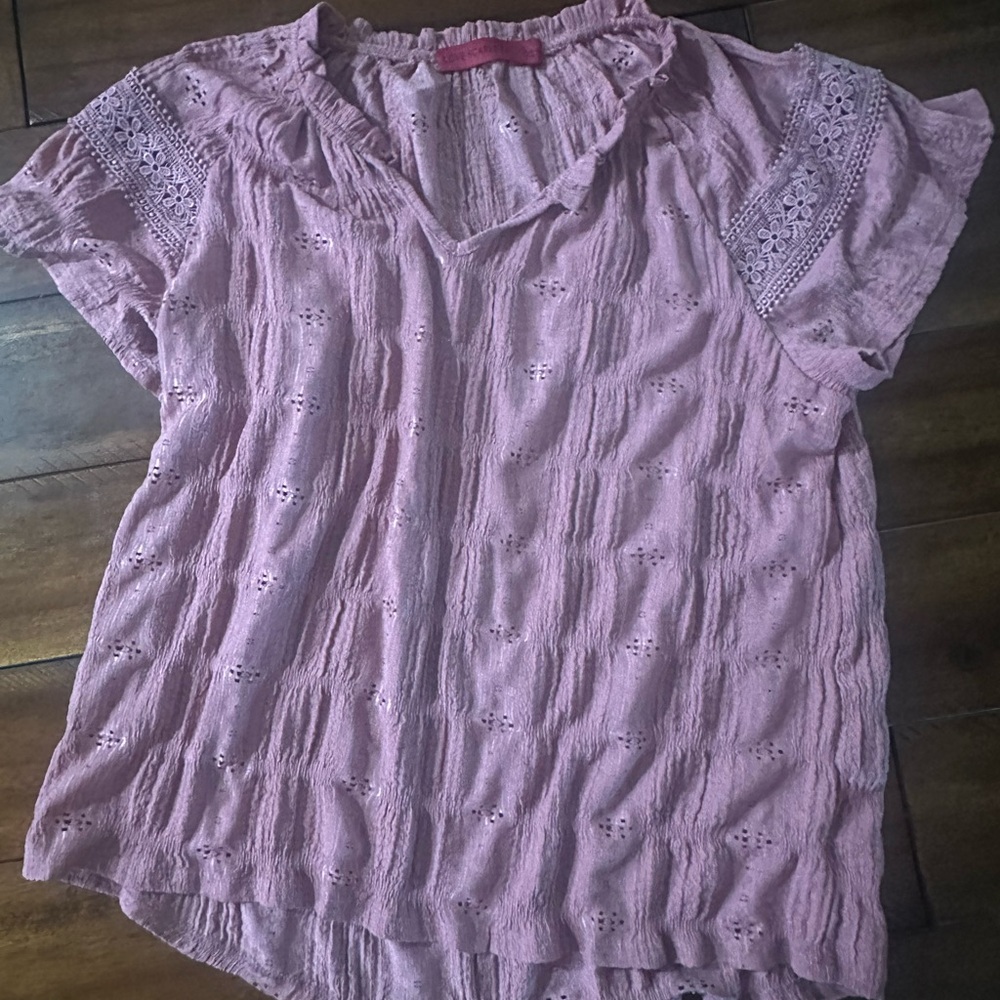 Dusty Rose Lace Accent Blouse